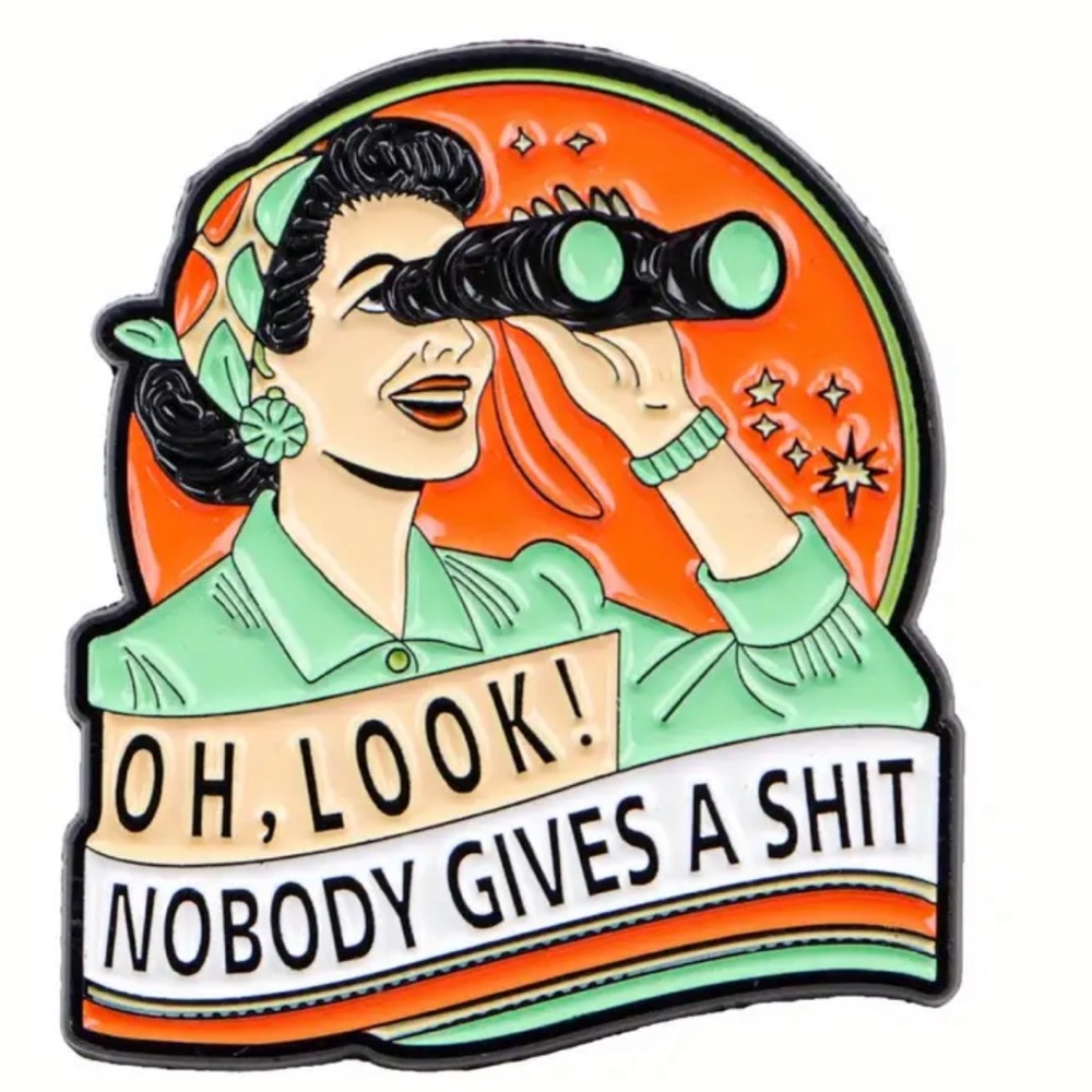 Retro Style Enamel Pin with Humorous Design